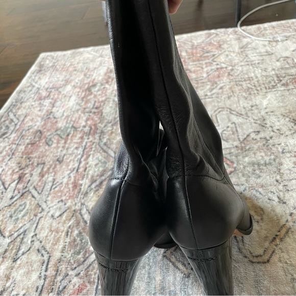 Jimmy Choo Music Stretch-Shaft Mid-Calf Boot in Black Leather Women’s Size EU 39 - Picture 10 of 15
